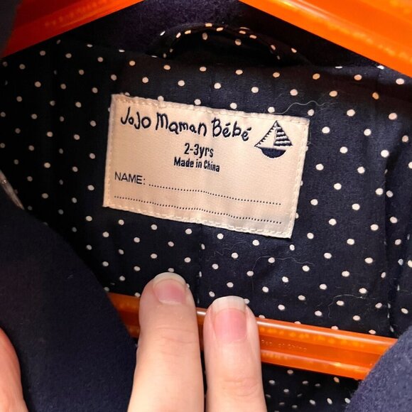JoJo Maman Bébé Navy‎ Hooded Pea Coat / Sailor coat- Size 2-3 - Picture 3 of 7